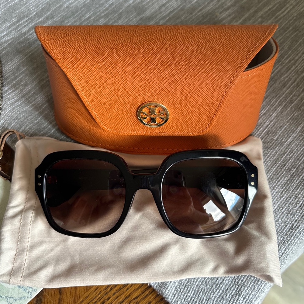 Tory Burch Black Sunglasses with Orange Case